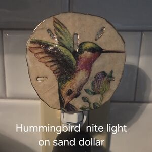 Sand Dollar Hummingbird Vintage Night Light Handcrafted By Theresa